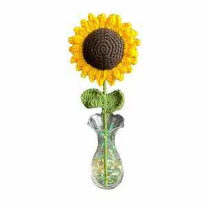 🌻Handmade Crochet Sunflower Knit Artificial Wool Flower Yellow 1 Pc 6*6 in